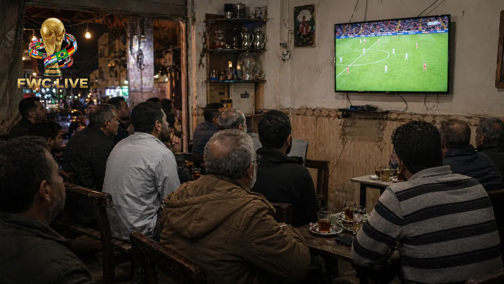 Libya football fans watching FIFA World Cup 2026 coverage in a Tripoli cafe