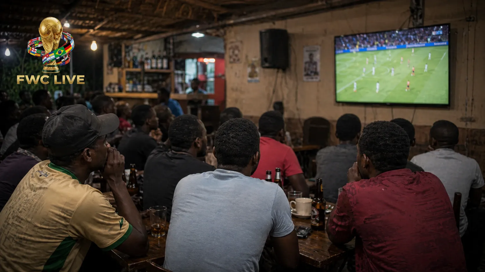 Malawi football fans watching FIFA World Cup 2026 coverage in a Lilongwe cafe