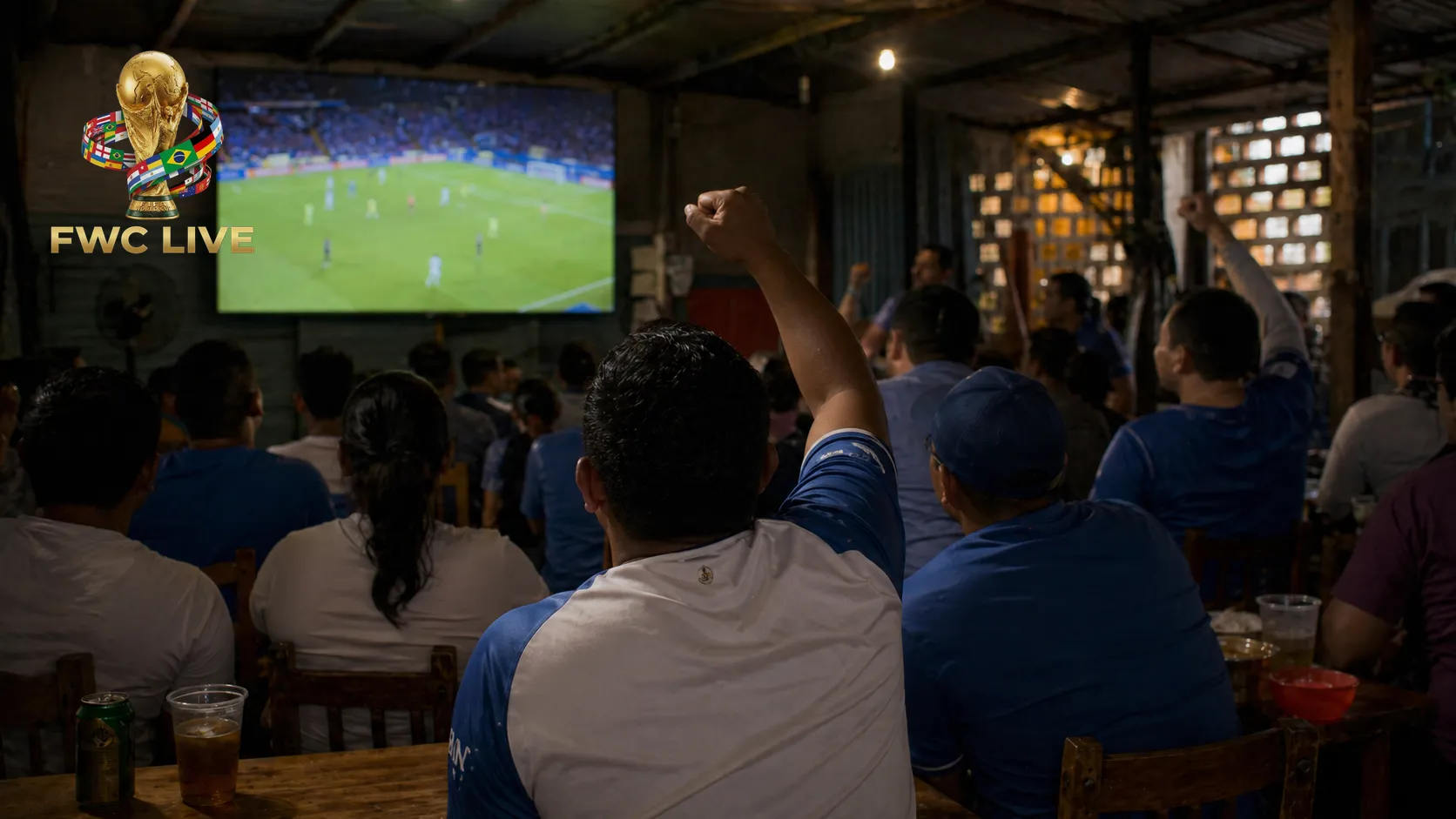 Nicaragua football fans watching an international match in a Managua sports cafe