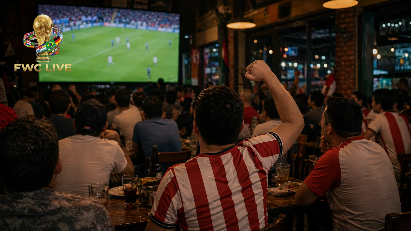 Paraguay football fans watching FIFA World Cup 2026 coverage in an Asuncion sports bar