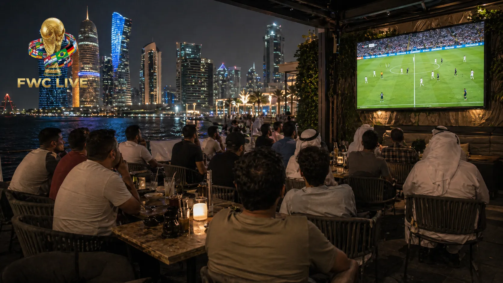Qatar football fans watching FIFA World Cup 2026 coverage in Doha