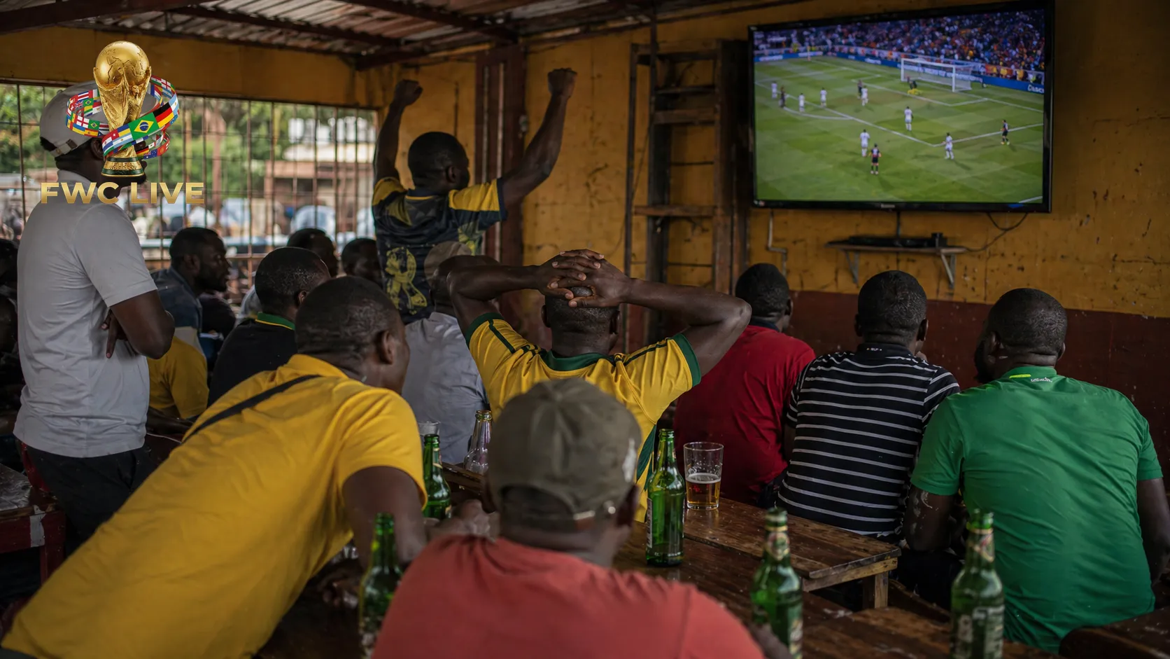 Zimbabwe football fans watching FIFA World Cup 2026 coverage in a Harare sports cafe